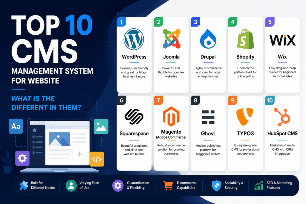 Top 10 CMS management system for website.